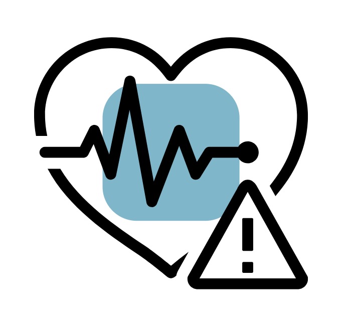 A heart sign with caution symbol in white background